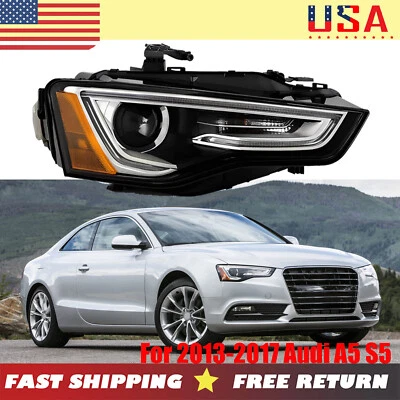 For 2013-2017 Audi A5 S5  HID/Xenon w/o AFS LED DRL Right Headlights Lamps - Изображение 1 из 3