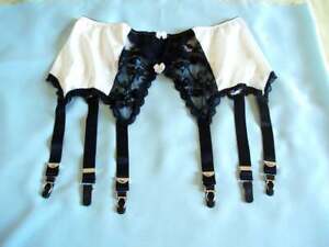 White and black garter belt 6 straps wife girlfriend lingerie Strumpfgürtel