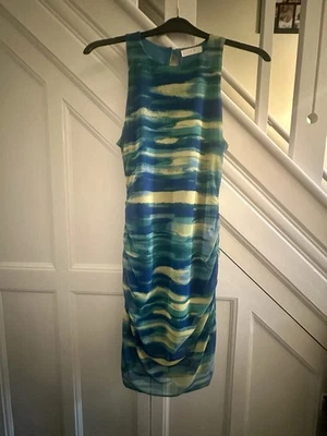 Blue, Green, Yellow Bodycon Midi Dress Size 14 Primark - Image 1 of 4
