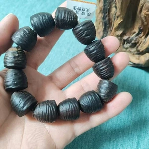 Natural Grade A Wood Prayer Beads Men Gift Lucky Irregular Fengshui Bracelet - Picture 1 of 5