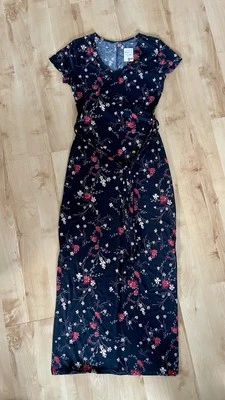 Maxikleid, neu m. Etikett,schwarz Blumen,Gr. 36/S, L:138 - Bild 1 von 4