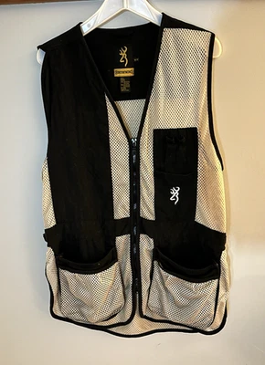 Browning Sporting Clays Trap Skeet Shooting Vest Mesh Pockets Black Tan Medium - Image 1 of 4