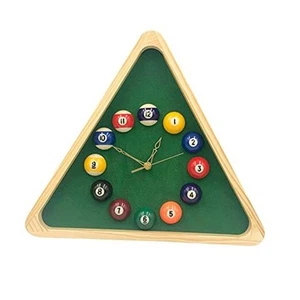 Yuanhe Billiards Pool Ball Clock - 14Inch Triangle Pool Table Cool Wall Clock - Picture 1 of 6