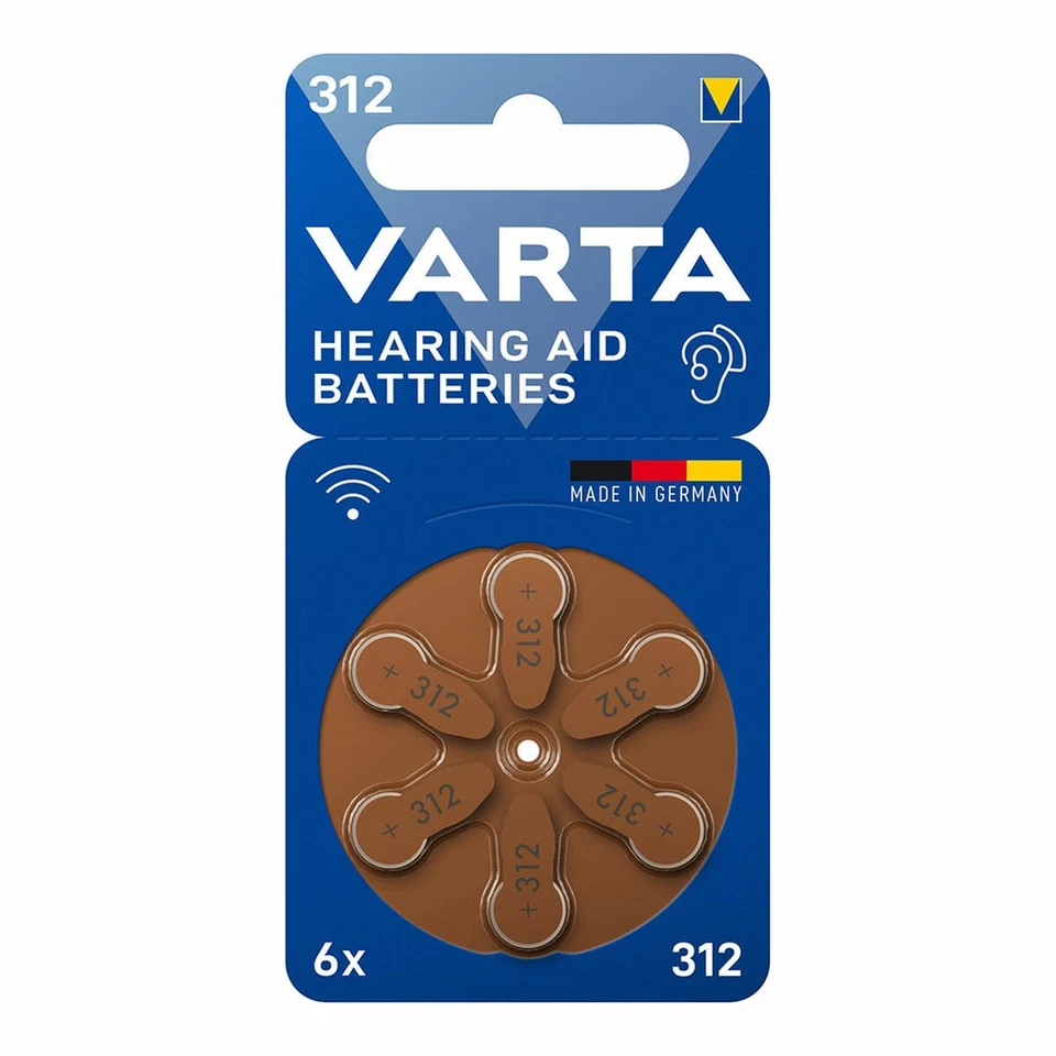 24607101416 VARTA Pack 6 Pile bouton pour Appareil auditif Hearing Aid N° 312