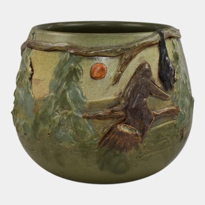 Ephraim Faience 2025 Hand Made Pottery Bigfoot in the Forest Ceramic Vase - Image 1 of 4