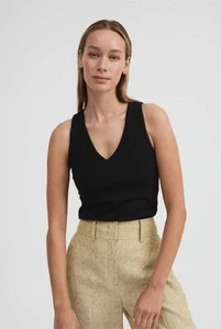 Witchery Black Ponte Tank Top Size XXL V Neck Sleeveless Minimalist Womens - Picture 1 of 11