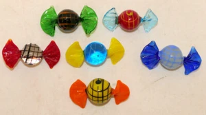 6er Satz Original Glas Bonbons 60er Jahre rund Murano Italien L. 6 cm Ø2,7 cm - Picture 1 of 12