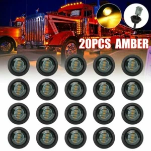 1-50x Smoked Amber 3/4" Bullet Round LED Side Marker Lights for Trailer Truck RV - Picture 1 of 18