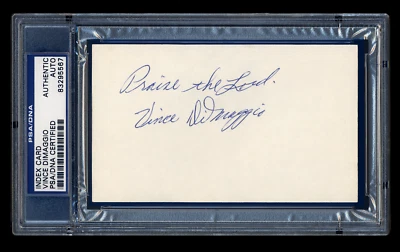 VINCE DIMAGGIO SIGNED INDEX CARD PSA/DNA AUTOGRAPH PITTSBURGH PIRATES ALL-STAR - Image 1 of 2