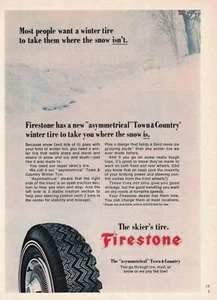 Neumático Firestone Asimétrico Town Country Invierno Nieve Neumáticos 1971 Vintage Impreso Anuncio - Imagen 1 de 1