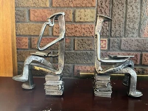 Railroad Spike Art Pair Of Sculptures Or Bookends- Reading - Picture 1 of 6