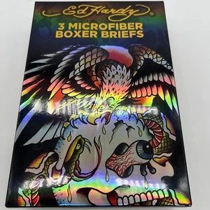 ED HARDY Men's Small 3 Pack Soft Microfiber Boxer Briefs NEW - Picture 1 of 5