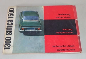 Betriebsanleitung Simca 1300 / 1500 Serie I Stand 1963 - Bild 1 von 1