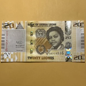 Papel moneda Sierra Leona Twenty Leone sin circular - Nuevo en 2022 - Tamaño pequeño - Imagen 1 de 4