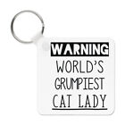 Warning World's Grumpiest Cat Lady Keyring Key Chain Awesome Best Crazy Funny