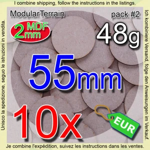 10x 55mm Round Base 2mm MDF Socle Circular War Hammer 40k Infinity Age Of Sigmar - Imagen 1 de 9