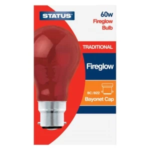 Status 60w BC GLS Incandescent Red Fireglow Light Bulb - Picture 1 of 3