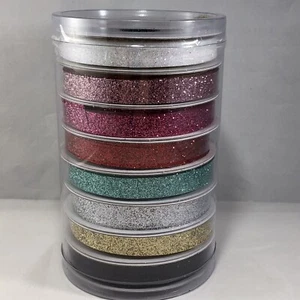NEW 32 Yds 8 Colors Celebrate It Ribbon Value Pack Glitter Pink Teal Black Gold - Picture 1 of 4