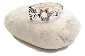 New Messianic Seal Sterling Silver Ring Menorah / Star Of David size-us 9/eur 19