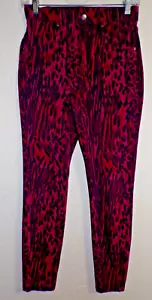 HUE Ladies Burgundy/Black Animal Print Ankle Length Pull-On Leggings - Size S - Picture 1 of 6