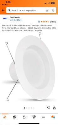 Feit Electric LEDR56 950CA 5-6" Retro-Fit Recessed Down Light 5000K - Image 1 of 4