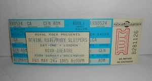 Vintage ROXY Theater Concert Ticket 1985 Bands London Divine Rite Ruby Slippers - Picture 1 of 3