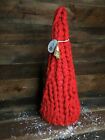 Plush Christmas Tree Table Decoration Cable Knit Sweater Holiday Red 22”🌲