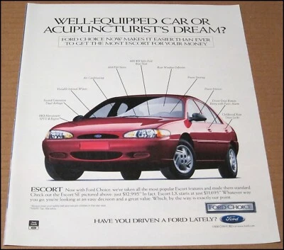 Ford Escort 1998 anuncio impreso 1997 auto automóvil publicidad 10" x 12" vintage Foto 1 de 4