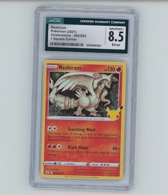 Reshiram Pokemon Celebrations square corner Misprint Miscut CGC 8.5 Error - Image 1 of 2