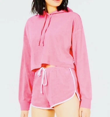 Juicy Couture черный ярлык женщин лотос цветок микро махровая ткань толстовка с капюшоном свитер XS - Изображение 1 из 4