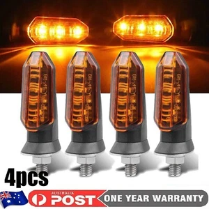 4x Motorcycle LED Turn Signal Light Bike Indicators Blinkers Amber Universal AU - Picture 1 of 11