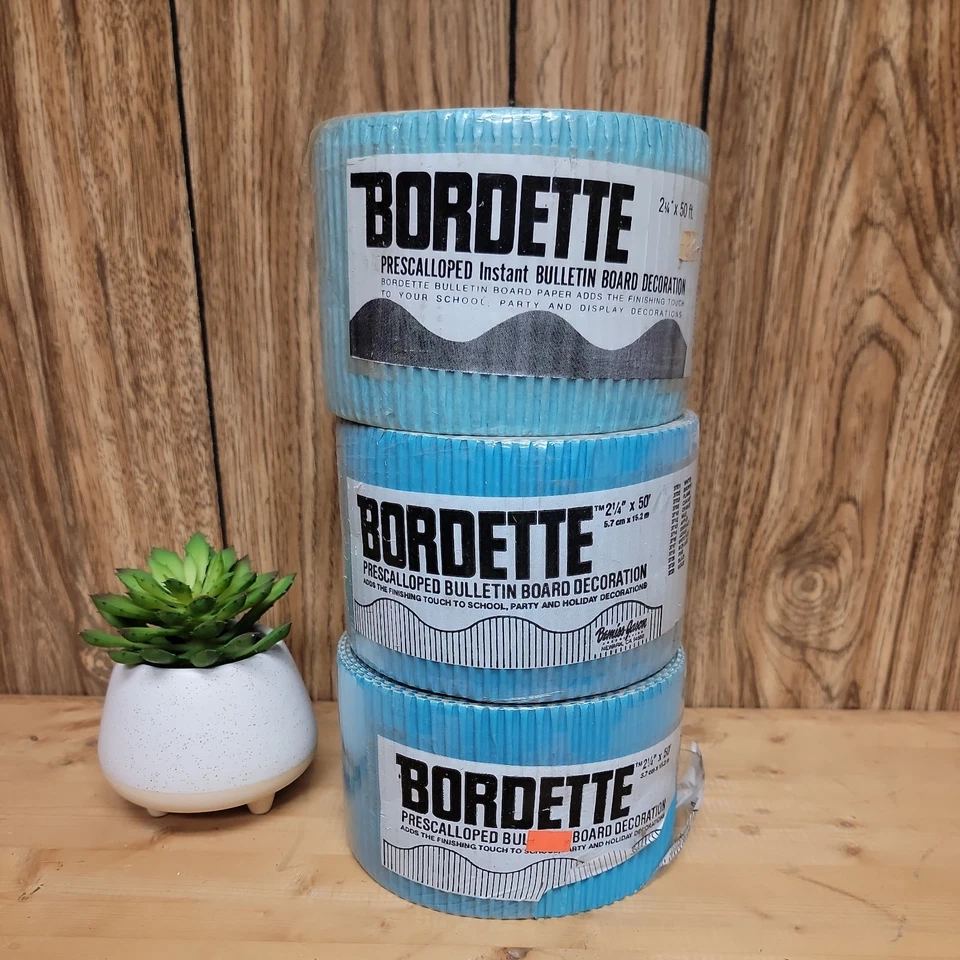 Pack de 3 Bordette Festoneado Decorativo Tablón de Anuncios Borde Azul Foto 1 de 4