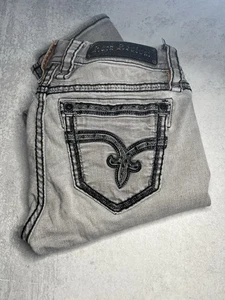 Rock Revival Nancy Skinny Jeans Womens 28 Gray Denim Distressed Rhinestones - Picture 1 of 6