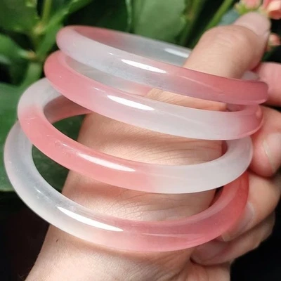 Certified natural quartzite jade watermelon red gradient bracelet Round bar - Image 1 of 4