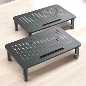 Adjustable Metal Monitor / Laptop Risers – Set of 2 (Heavy-Duty, Ventilated) - Afbeelding 1 van 7