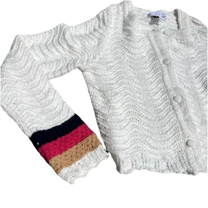 House of Harlow 1960 Women’s Knit Crochet Cardigan Buttons Cotton Boho NWT XS - Picture 1 of 12