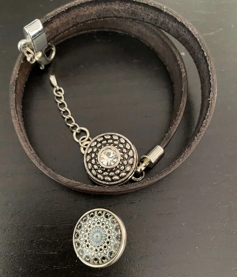 Wechselschmuck Lederarmband   Click Snap Button Chunks Druckknopf - Bild 1 von 1