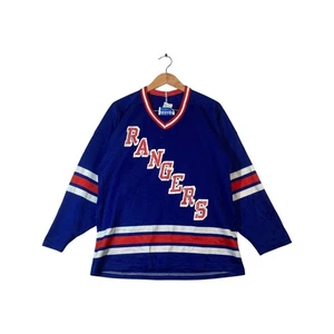 Vintage CCM NHL New York Rangers Messier 11 V-Neck Jersey Blue Men's Medium - Picture 1 of 7