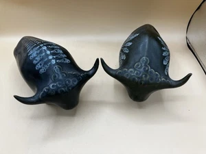 Vintage Lotus Studio Pottery Pair Bulls Elizabeth Skipworth Broken Horns Glued - Picture 1 of 19