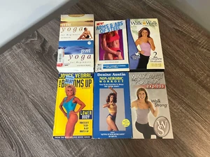 (6) VINTAGE FITNESS WORKOUT VHS LOT DENISE AUSTIN WALK AWAY THE POUNDS BOTTOM UP - Picture 1 of 2