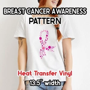 Breast Cancer Awareness / Pink Ribbon Patterned HTV 13.5" ROLL **FREE SHIPPING** - Picture 1 of 29
