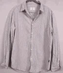 Billy Reid Mens long sleeve button down dress shirt size Large stripes Cotton - Picture 1 of 7