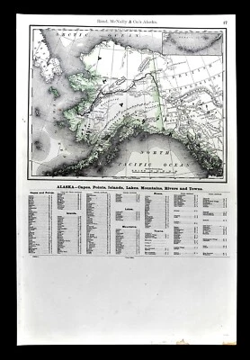 1892 Rand McNally Map Alaska Canada Yukon River Indian Villages Unexplored Sitka - Image 1 of 4