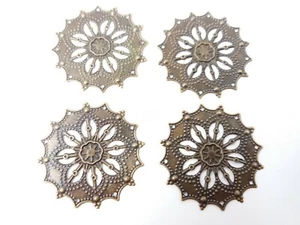 4 x antike filigrane Mittelscheibe 40 mm Schmuck Holzschatulle Verzierung C141 - Bild 1 von 4