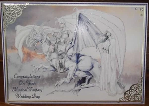 Handmade Medieval gaming fantasy wedding Card a dragon maiden and knight 2020 - Picture 1 of 6