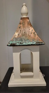 Open Gazebo Bird Feeder with Patina Brass Roof, New - Picture 1 of 9
