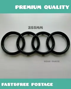 Audi Rings 285mm Front Hood Grille Emblem Badge Decal Gloss Black A6 A7 Q3 Q5 Q7 - Picture 1 of 2