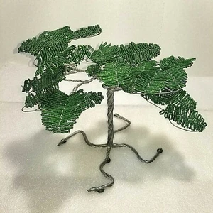 Albero bonsai filo perline semi vetro verde decorazione casa alto 10" - Foto 1 di 12