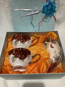 Tea Gift Set Pair Of Two Bone China Cup & Saucer Brand New In Gift ๐ Box - Picture 1 of 12