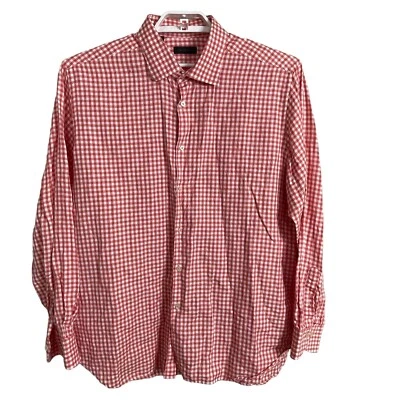 Camisa a Cuadros Saks Fifth Avenue Para Hombre Talla XXL Con Botones Manga Larga Naranja Blanco Foto 1 de 4